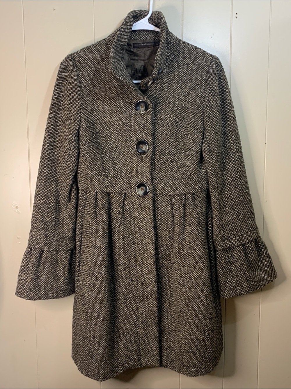 hazel women’s S Herringbone Tweed Jacket in Black and Tan